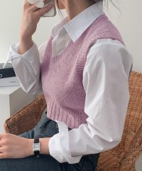 MAISON BREEZE/【SETUP7】トップス ベスト Vネック クロップド丈 ニットベスト レイヤード きれいめ ノースリーブ ベスト ニット SCCH483/505982720