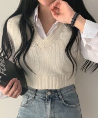 MAISON BREEZE/【SETUP7】トップス ベスト Vネック クロップド丈 ニットベスト レイヤード きれいめ ノースリーブ ベスト ニット SCCH483/505982720