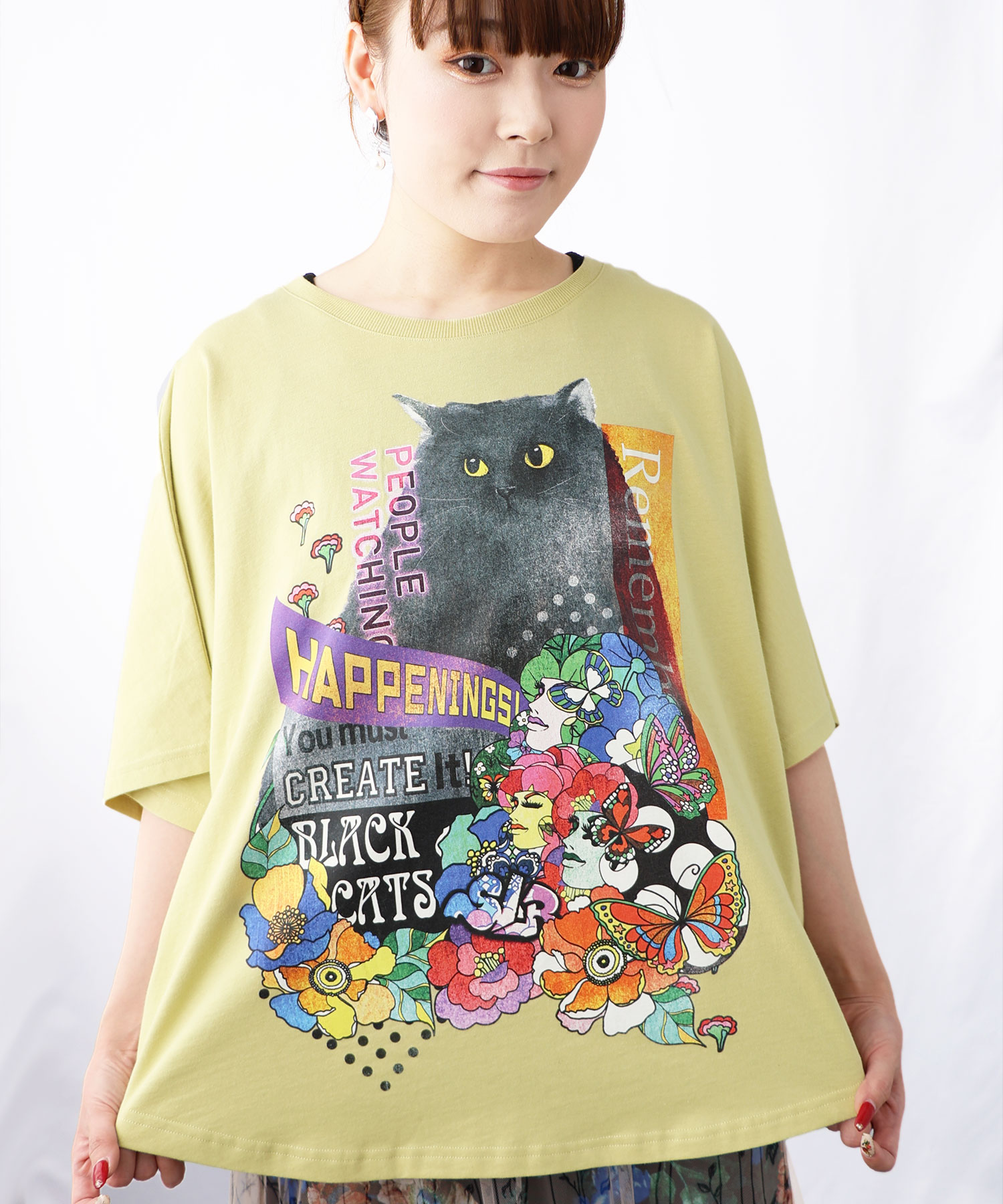 ScoLar - Scolar 141649：黒ネコと女の子 カラフルプリントプルオーバー 楽天市場】スカラー Scolar 新作 黒ネコと女の子 カラフル