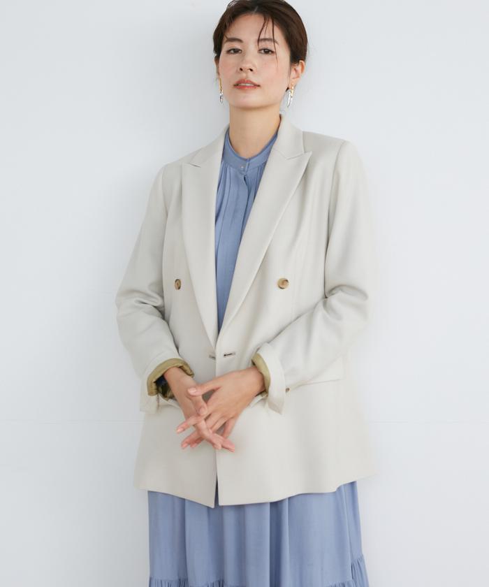 【美品】INED グレー ダブルブレストコート CONTESSA》カシミヤラグランラップコート《PIACENZA》｜INED