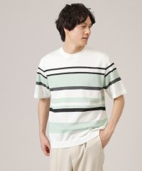 TAKEO KIKUCHI/【ニットTシャツ】麻ブレンド パネルボーダー/506004460