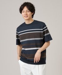 TAKEO KIKUCHI/麻ブレンド パネルボーダー ニットTシャツ/506004460