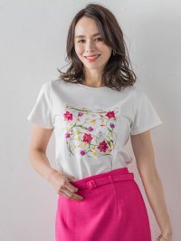 Viaggio Blu/【KEITA KAWASAKI × Viaggio Bluコラボ】フラワープリントTシャツ/506005007