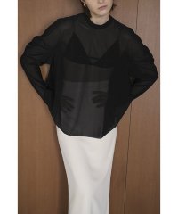 CLANE/SHEER MESH CURVE SLEEVE TOPS/506005337