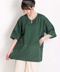 ZIP FIVE/五分袖キーネックTシャツ エスニックシャツ チェニック/506005419