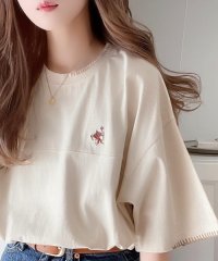 Classical Elf/《Javaジャバコラボ》ステッチデザインが目を惹く。綿100%ワンポイントハンド刺繍ピグメントTシャツ/506005373