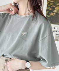 Classical Elf/《Javaジャバコラボ》ステッチデザインが目を惹く。綿100%ワンポイントハンド刺繍ピグメントTシャツ/506005373