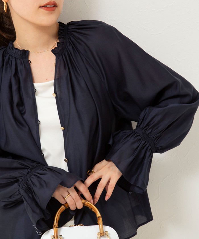 ★美品★ ノーリーズ ソフトオーガンジー2wayシャーリングブラウス セール 30%OFF】ソフトオーガンジー2WAYシャーリングブラウス