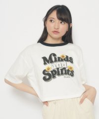 PINK-latte/ひまわりモチーフ配色リンガーTシャツ/506010042