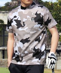 TopIsm/ゴルフウェア モックネックシャツ メンズ GIORNO SEVEN ジョルノセブン ハイネックTシャツ 半袖 トップス 総柄 ロゴ ストレッチ 吸湿速乾ドライ/504801292