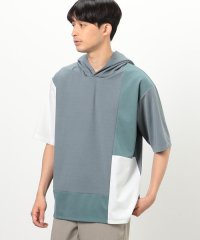 COMME CA ISM MENS/カラーブロック パッチワーク フードＴシャツ/505994738