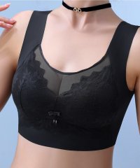 Lace Ladies/レースレディース Lace Ladies リボン付き ボタニカル柄 レース ドッキング ノンワイヤー ブラ/506013718