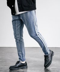 Rocky Monroe/ロッキーモンロー Rocky Monroe デニム メンズ レディース トラックパンツ イージー テーパード ストレッチ 伸縮 サイドライン インディゴ カジュ/506014283