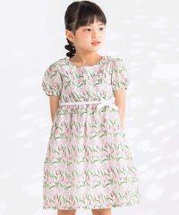 BeBe Petits Pois Vert/ウエストリボン花柄ワンピース(95~150cm)/506015083