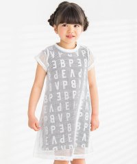 BeBe Petits Pois Vert/【お揃い】ロゴ総柄ワンピース＋メッシュワンピースセット(95~150cm)/506015087