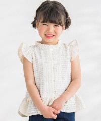 BeBe Petits Pois Vert/立体格子柄ブラウス(95~150cm)/506015091