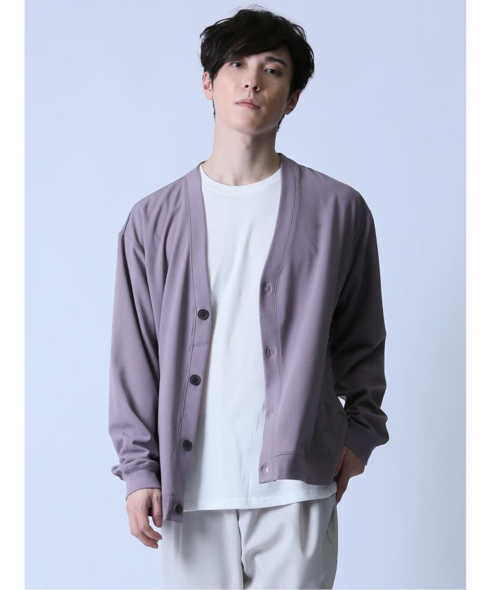 梨地カーディガン&長袖Tシャツ アンサンブル メンズ