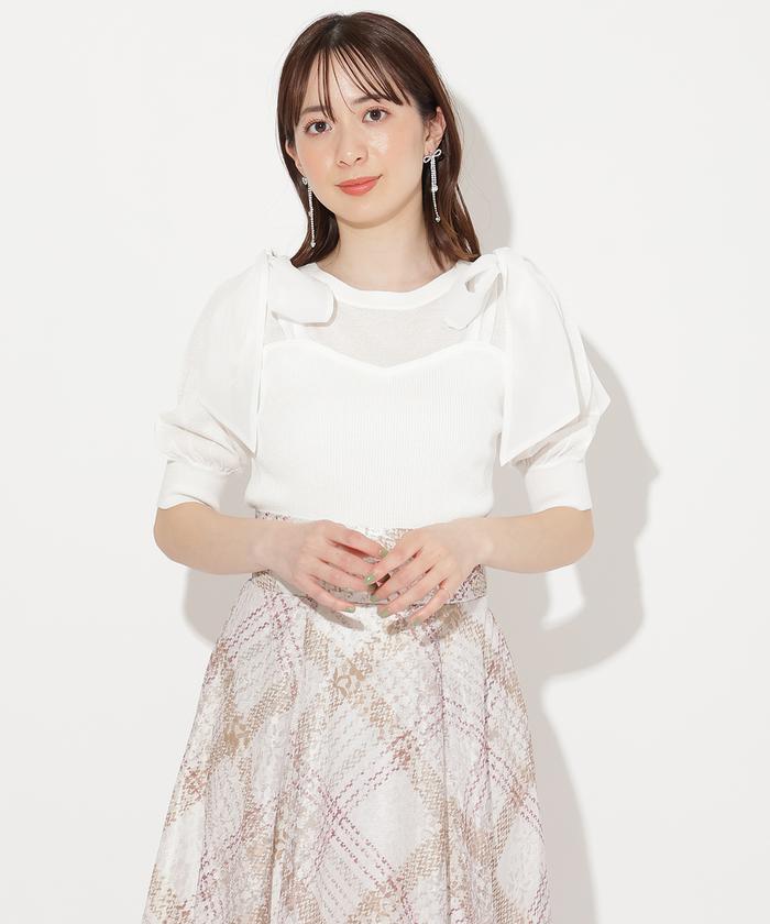 セール 40%OFF】肩リボンビスチェ風ラメプルオーバー(506015717