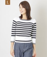 TO BE CHIC(L SIZE)/【L】レーヨンナイロンボーダースクエアネック ニットプルオーバー/506004275