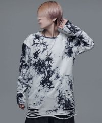 BERNINGS-SHO/バーニングショー Bernings Sho Bernings Sho ミニ裏毛ムラ染めダメージ加工長袖クルー/506016202