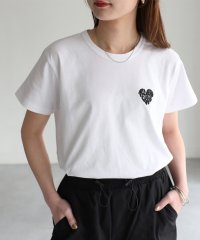 Riberry/ハートロゴラメ刺繍コンパクトTシャツ/506017227