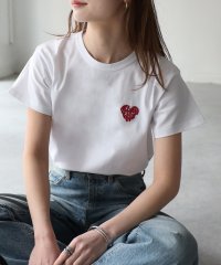 Riberry/ハートロゴラメ刺繍コンパクトTシャツ/506017227