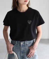 Riberry/ハートロゴラメ刺繍コンパクトTシャツ/506017227