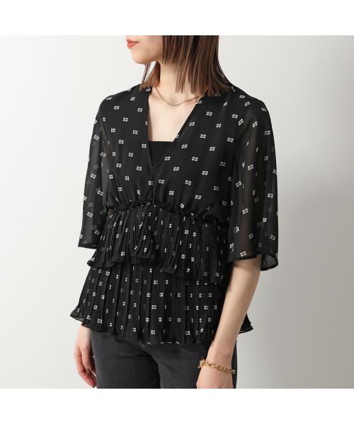ガニー GANNI GANNI ブラウス Pleated Georgette Vーneck ガニー GANNI GANNI ブラウス Pleated Georgette Vーneck
