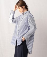  Comme ca Mature/ストライプ　ロングシャツ/506000656