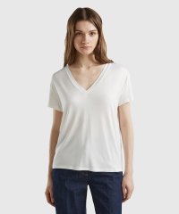 BENETTON (women)/ビスコースVネック半袖Tシャツ・カットソー/506008099