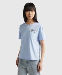 BENETTON (women)/クルーネック花柄刺繍胸ポケット半袖Tシャツ・カットソー/506008103