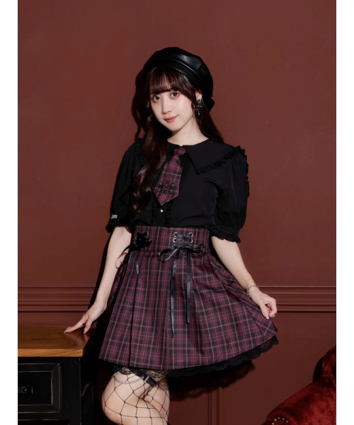ノエミー NOEMIE レース配色姫スリーブブラウス （サックス
