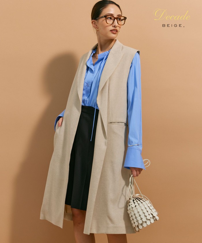 ベイジ BEIGE ジレ ベスト ノースリーブ BEIGE，｜ベイジ，のベスト・ジレ（ジャケット）通販｜ELLE SHOP