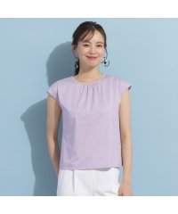 Liliane Burty ECLAT/【S・Mサイズ】衿ギャザーフレンチスリーブTシャツ［同素材アイテムあり］/506020162