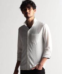 NICOLE CLUB FOR MEN/ウェーブシアー7分袖スタンドシャツ/505990824