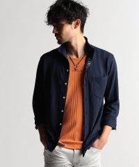 NICOLE CLUB FOR MEN/ウェーブシアー7分袖スタンドシャツ/505990824