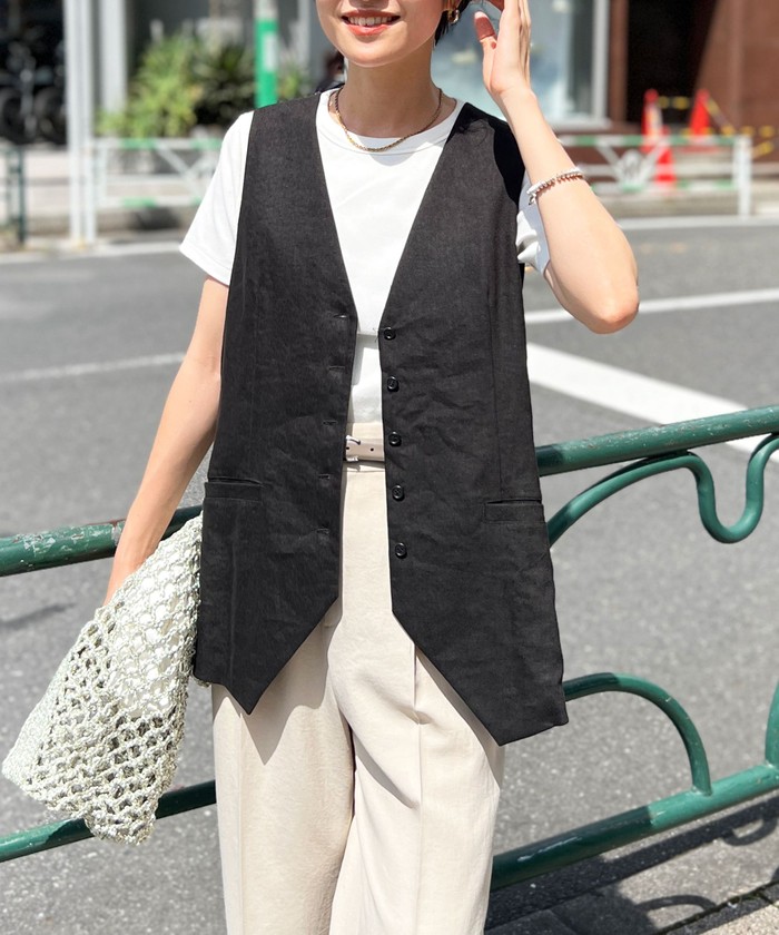 セール 30%OFF】《セットアップ対応》リネンVネックベスト