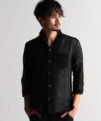 NICOLE CLUB FOR MEN/アラカルトシアーレース 7分袖スタンドシャツ/506015080