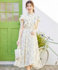 tocco closet/ラッフルフリルウエストシャーリングフラワープリントワンピース/505938185