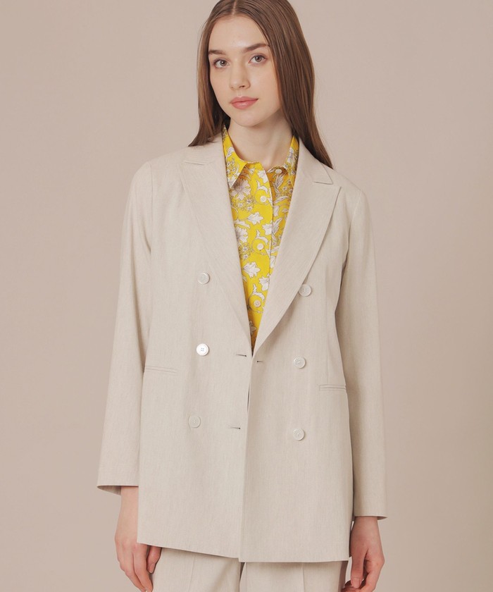 【美品】マッキントッシュ ロンドン　ノーカラージャケット　大きいサイズ　麻リネン 美品】マッキントッシュ ロンドンノーカラージャケット大きい