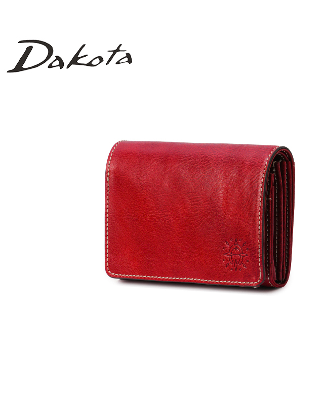 未使用品 ダコタ★2つ折ウォレット 折財布 ファスナー小銭入 本ヤギ革 深茶 Dakota ダコタ 財布 二つ折り レディース ピアッタ 二つ折り財布