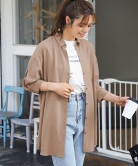 ad thie/ふんわり シフォン タック袖 ビックシャツチュニック ロング丈 シアー 透け パフスリーブ 袖コンシャス 7分袖 ５分袖 二の腕カバー 春 夏/505910787