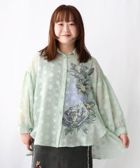 iS ScoLar/蝶花刺繍×シフォンジャガード切替シャツ/506020018