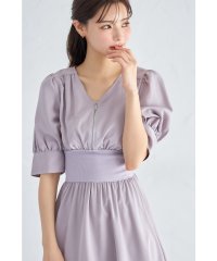 tocco closet/ウエストリブ切り替えフロントジップワンピース/506020266