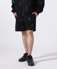 LHP/UNKNOWN LONDON/アンノウンロンドン/BLACK WITH GREEN GAGGER RINESTONE SHORTS/506027673