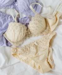 fran de lingerie/ノンワイヤーのコットンレースのブラ＆ショーツSET素肌を優しく包む配慮がいっぱい 「コットンドラジェ ペアブラジャー（ワイヤー無し）」 ノンワイヤーブラショーツ/506028084