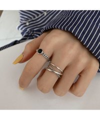 maison de LATIR/フォースメント Forcement ブラックビジュー&ツイストデザインセットリング/506028877