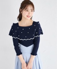 tocco closet/パールビジュー付き配色オフショルニットプルオーバー/506020268