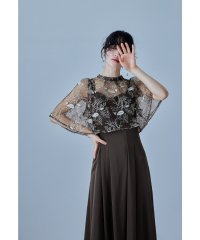 niana/niana ニアナ リーフレースボレロセットドレス パーティードレス 結婚式 ケープ ワンピース キャミワンピース 2点セット 羽織 袖あり 半袖 お呼ばれ パ/506029217