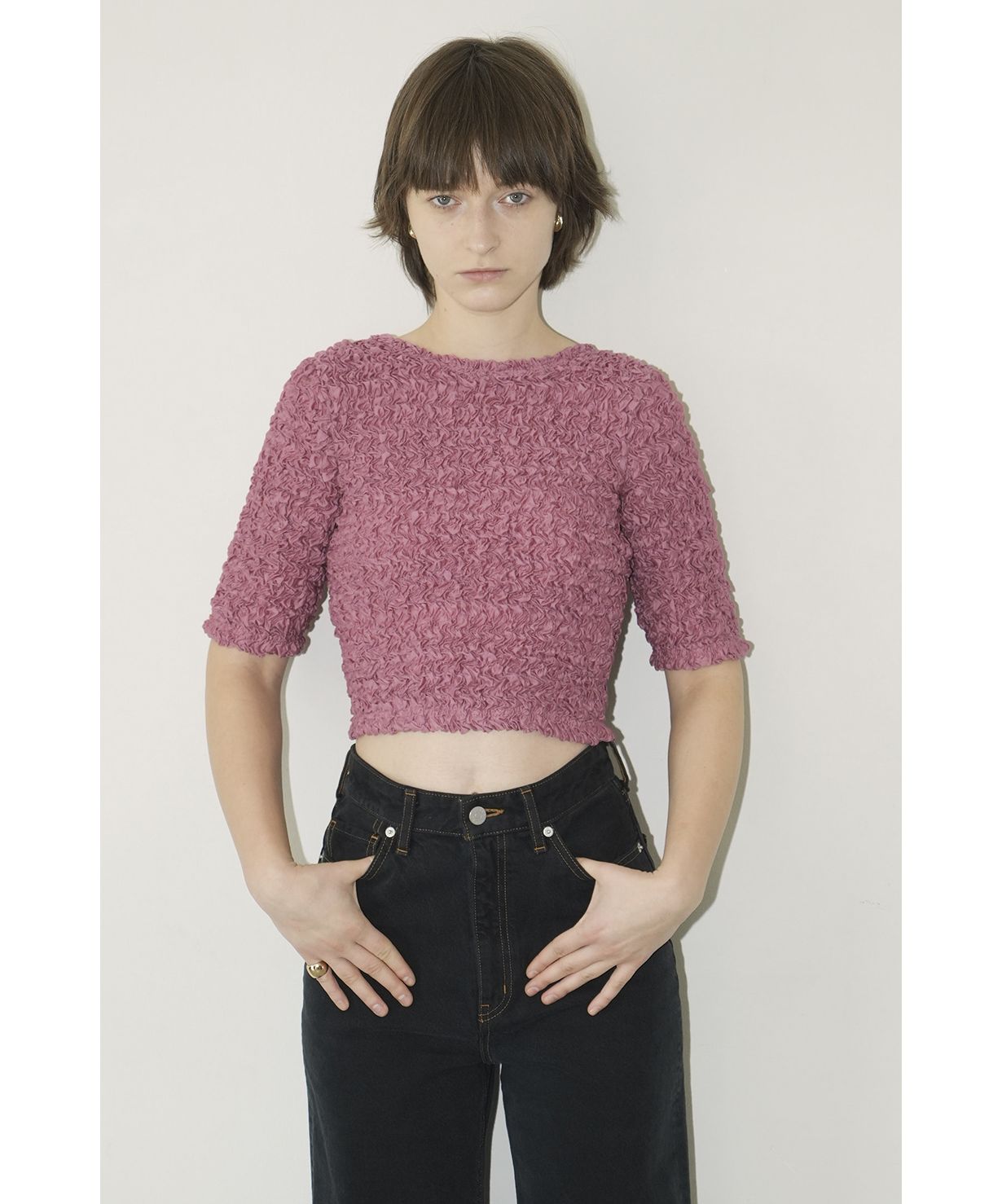 お歳暮 人気 オシャレ CROPPED SHIRRING TOPS(506029558) fashion d - クラネ(CLANE) | トップス